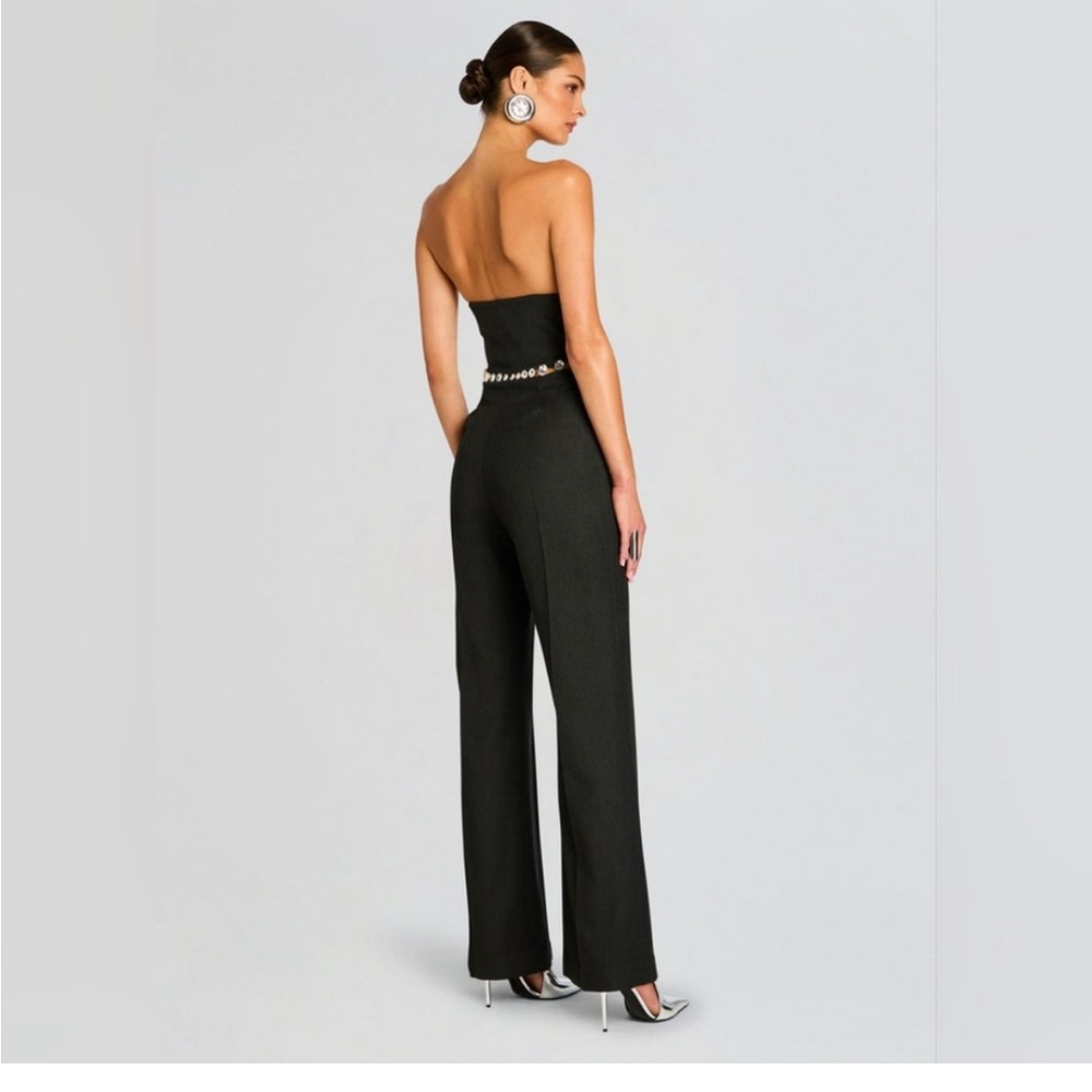 Retrofete Black Strapless Jumpsuit with Embellished Belt - Picture 3 of 10